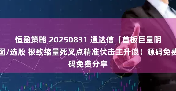 恒盈策略 20250831 通达信【首板巨量阴】主图/选股 极致缩量死叉点精准伏击主升浪！源码免费分享